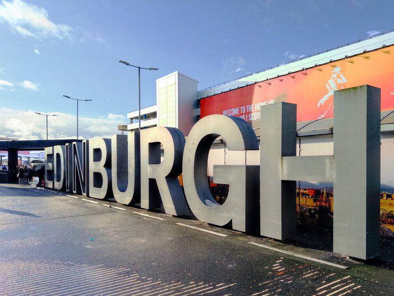 The impressive and unique Edinburgh sign at the airport