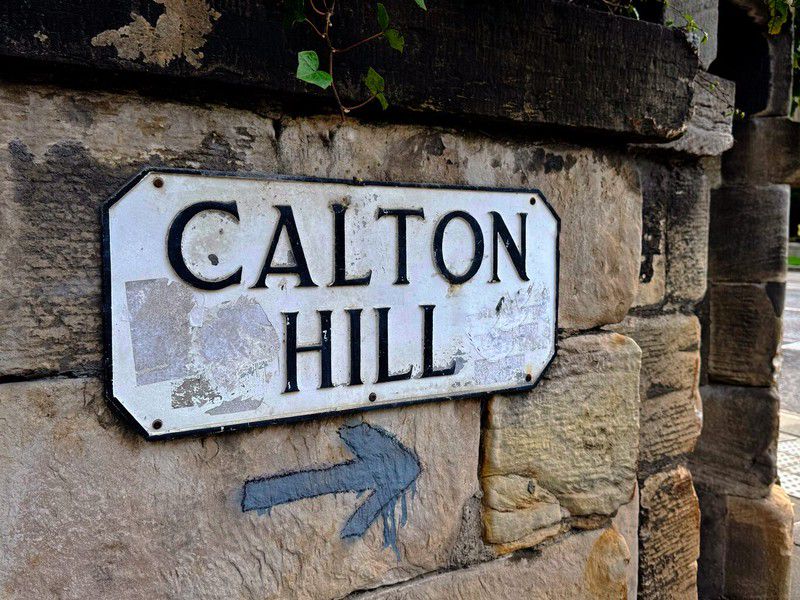 Calton Hill Street sign near the entrance to the hill