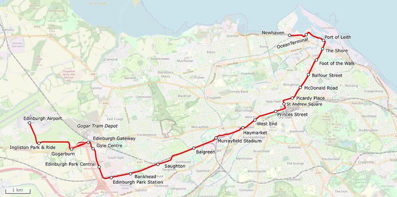 Edinburgh Tram Line Map