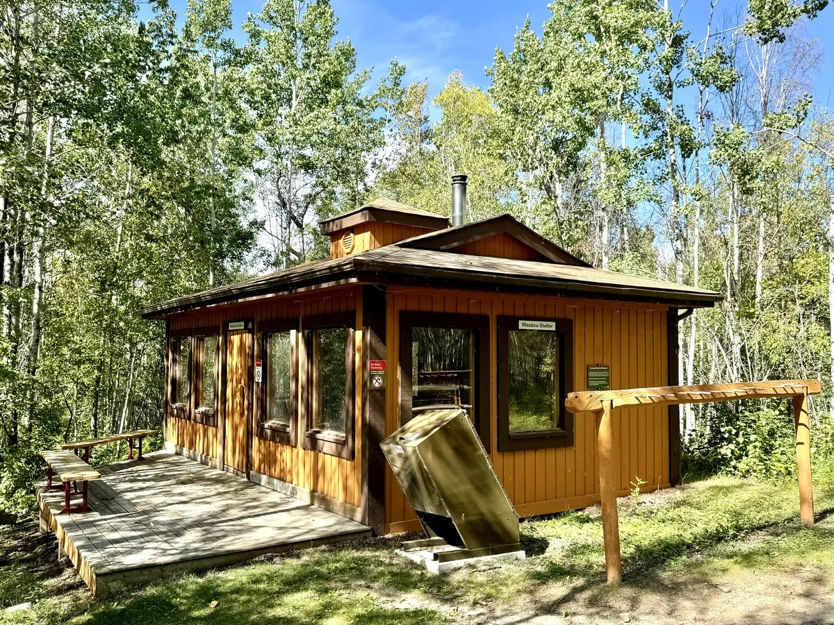 Meadow Shelter, built in 1991 by volunteers.