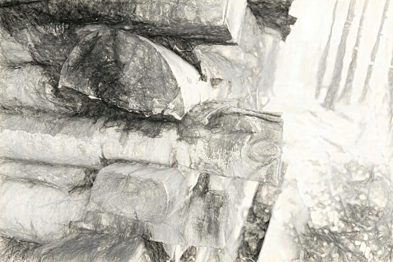 The corner of an old log cabin