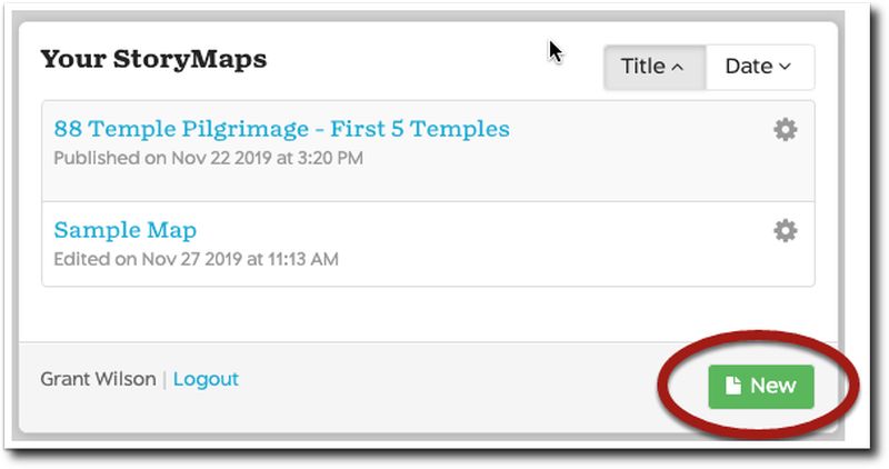 Your StoryMaps Dialog Box
